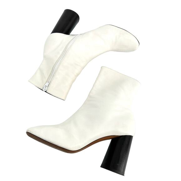 Celine Elliptic Nappa Lambskin Leather Optic White Ankle Boots Phoebe Philo - Picture 1 of 14